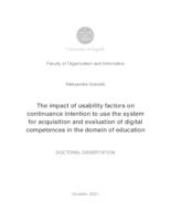 The impact of usability factors on continuance  intention to use the system for acquisition and  evaluation of digital competences in the domain  of education