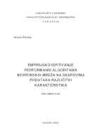 Empirijsko ispitivanje performansi algoritama neuronskih mreža na skupovima podataka različitih karakteristika