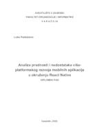 Analiza prednosti i nedostataka više-platformskog razvoja mobilnih aplikacija u okruženju React Native