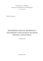 Usporedna analiza sigurnosti i uspješnosti poslovanja najvećih banaka u Hrvatskoj