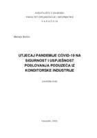 Utjecaj pandemije COVID-19 na sigurnost i uspješnost poslovanja poduzeća iz konditorske industrije