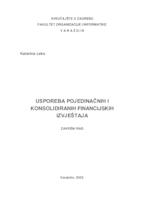 Usporedba pojedinačnih i konsolidiranih financijskih izvještaja