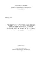 Povezanost Hrvatskog indeksa održivosti s upravljanjem reputacijskim rizikom poduzeća