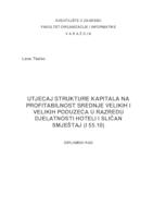 Utjecaj strukture kapitala na profitabilnost srednje velikih i velikih poduzeća u razredu djelatnosti Hoteli i sličan smještaj u Republici Hrvatskoj