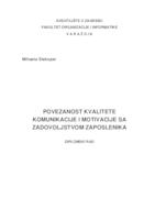 Povezanost kvalitete komunikacije i motivacije sa zadovoljstvom zaposlenika