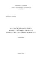 Specifičnosti obiteljskog poduzetništva na primjeru poduzeća iz uslužnih djelatnosti