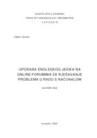 Uporaba engleskog  jezika na online forumima za rješavanje problema u radu s računalnom