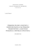 Primjena zelene logistike u održivom razvoju na primjeru transportnih i logističkih poduzeća u Republici Hrvatskoj