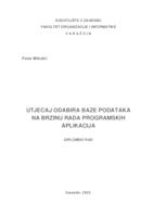 Utjecaj odabira baze podataka na brzinu rada programskih aplikacija