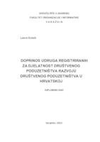 Doprinos udruga registriranih za djelatnost društvenog poduzetništva razvoju društvenog poduzetništva u Hrvatskoj