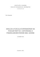 Analiza utjecaja koronakrize na poduzetništvo i usporedba sa financijskom krizom 2008. godine