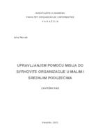 Upravljanjem pomoću misija do svrhovite organizacije u malim i srednjim poduzećima