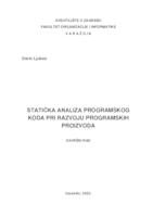 Statička analiza programskog koda pri razvoju programskih proizvoda