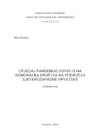 Utjecaj pandemije COVID-19 na komunalna društva na području sjeverozapadne Hrvatske