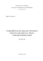 Fundamentalna analiza poduzeća Croatia Airlines d.d. prije i tijekom korona krize