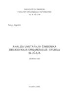 Analiza unutarnjih čimbenika oblikovanja organizacije: studija slučaja