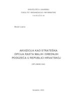 Akvizicija kao strateška opcija rasta malih i srednjih poduzeća u Republici Hrvatskoj