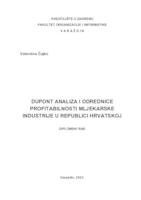 DuPont analiza i odrednice profitabilnosti mljekarske industrije u Republici Hrvatskoj