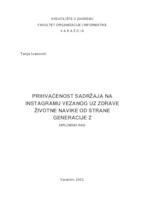 Prihvaćenost sadržaja na Instagramu vezanog uz zdrave životne navike od strane generacije Z