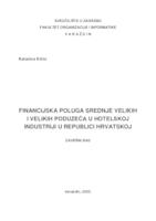 Financijska poluga srednje velikih i velikih poduzeća u hotelskoj industriji u Republici Hrvatskoj