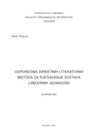 Usporedba direktnih i iterativnih metoda za rješavanje sustava linearnih jednadžbi