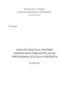 Analiza značaja financijskih pokazatelja za predviđanje stečaja poduzeća