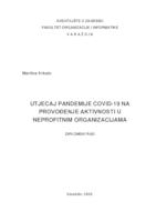 Utjecaj pandemije Covid-19 na provođenje aktivnosti u neprofitnim organizacijama