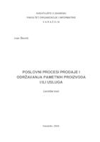 Poslovni procesi prodaje i održavanja pametnih proizvoda i/ili usluga