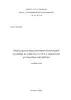 Analiza poslovanja temeljem financijskih izvještaja za odabrane tvrtke iz djelatnosti proizvodnje namještaja