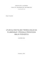 Utjecaj digitalnih tehnologija na planiranje i prodaju proizvoda malih poduzeća