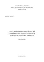 Utjecaj referentnih grupa na ponašanje potrošača prilikom donošenja odluke o kupnji