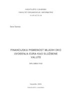 Financijska pismenost mladih oko uvođenja eura kao službene valute