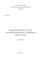 Razgovorni agenti u ulozi virtualnih asistenata u kontekstu obrazovanju