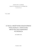 Utjecaj društveno-odgovornog poslovanja u tekstilnoj industriji na ponašanje potrošača