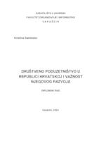 Društveno poduzetništvo u Republici Hrvatskoj i važnost njegovog razvoja