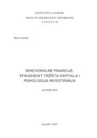 Bihevioralne financije, efikasnost tržišta kapitala i psihologija investiranja