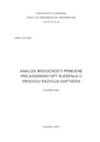 Analiza mogućnosti primjene prilagođenih GPT rješenja u procesu razvoja softvera