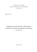 Digitalna transformacija i optimizacija poslovnih procesa za pametnu industriju