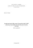 prikaz prve stranice dokumenta Implementacije Microsoft Dynamics NAV ERP rješenja za podršku poslovnim procesima vinarije
