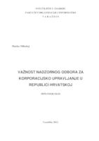 prikaz prve stranice dokumenta Važnost nadzornog odbora za korporacijsko upravljanje u Republici Hrvatskoj