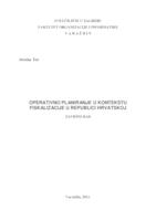 prikaz prve stranice dokumenta Operativno planiranje u kontekstu fiskalizacije u Republici Hrvatskoj 