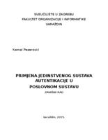 prikaz prve stranice dokumenta Primjena jedinstvenog sustava autentikacije u poslovnom sustavu