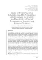 prikaz prve stranice dokumenta Social Entrepreneurship Education and Its Association with Perceived Desirability and Feasibility of Social Entrepreneurship among Business Students