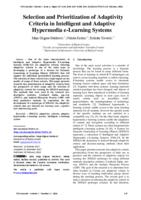 prikaz prve stranice dokumenta Selection and Prioritization of Adaptivity Criteria in Intelligent and Adaptive Hypermedia e-Learning Systems