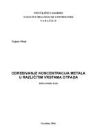prikaz prve stranice dokumenta Određivanje koncentracija metala u različitim vrstama otpada