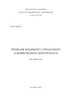 prikaz prve stranice dokumenta Problem sigurnosti i privatnosti u biometrijskoj identifikaciji
