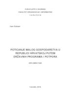 prikaz prve stranice dokumenta Poticanje malog gospodarstva u Republici Hrvatskoj putem državnih programa i potpora