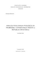prikaz prve stranice dokumenta Analiza poslovanja poduzeća za promidžbu i istraživanje tržišta u Republici Hrvatskoj