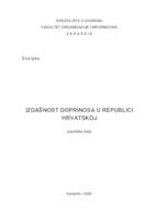prikaz prve stranice dokumenta Izdašnost doprinosa u Republici Hrvatskoj