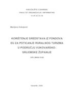 prikaz prve stranice dokumenta Korištenje sredstava iz fondova EU za poticanje ruralnog turizma u području Vukovarsko-srijemske županije